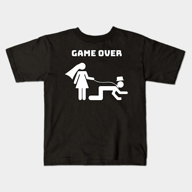 Game Over Wedding Kids T-Shirt by irvtolles